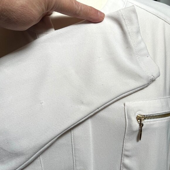 Susan Graver White Long Sleeve Button‎ Up Top Liquid Knit Tunic Career XL - Picture 6 of 13